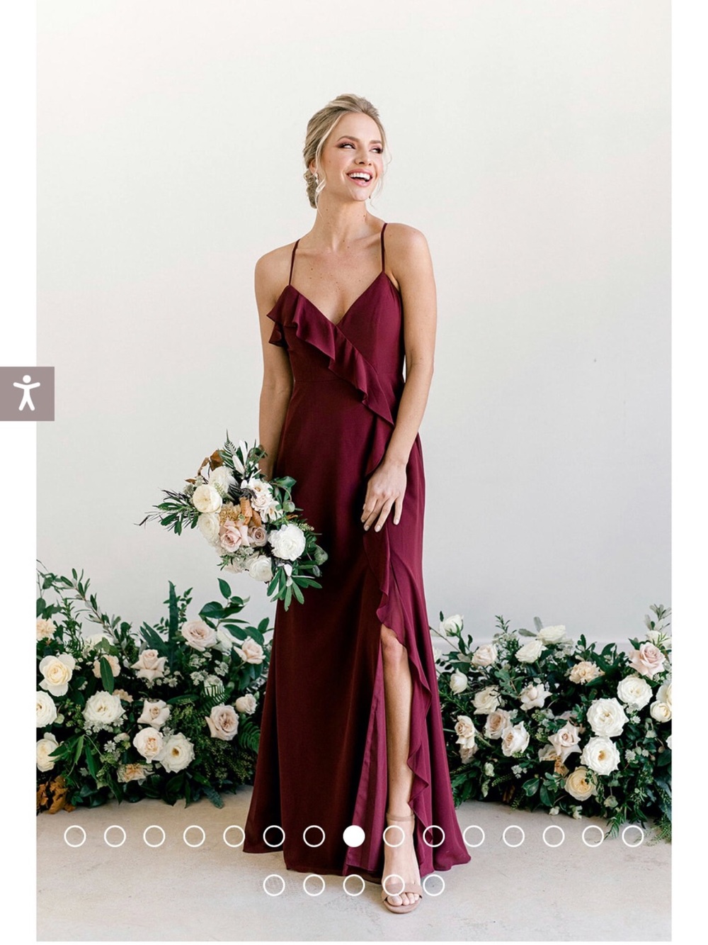 Revelry Spaghetti Strap Ruffle Wrap Maxi Dress in Wine